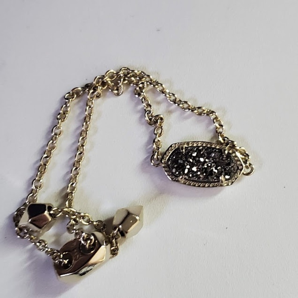 Kendra Scott Elaina Adjustable Chain Bracelet Gold Plated with Platinum Drusy